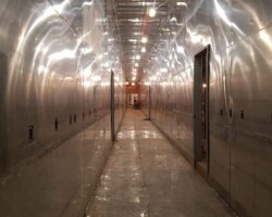 Utility Corridor Magnetic Shield Magnetic shielding sytem installed in utility corridor at research center.