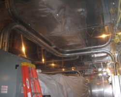 Low frequency magnetic field shielding on ceiling in main electrical room at Duke Cancer Center.